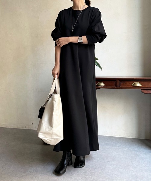 DouDou（ドゥドゥ）の「ドルマン切替カットワンピース（ワンピース・レディース・ブラック/ベージュ/アイボリー・FREE）」の19枚目の写真