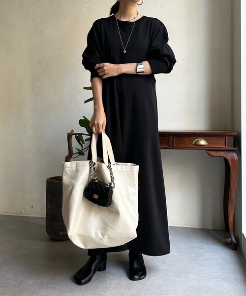 DouDou（ドゥドゥ）の「ドルマン切替カットワンピース（ワンピース・レディース・ブラック/ベージュ/アイボリー・FREE）」の20枚目の写真