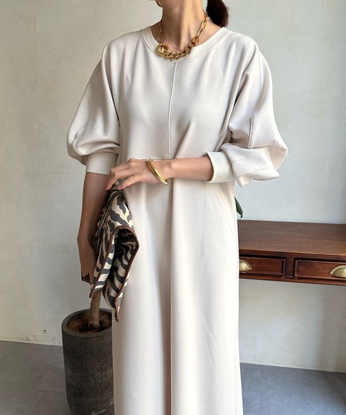 DouDou（ドゥドゥ）の「ドルマン切替カットワンピース（ワンピース・レディース・ブラック/ベージュ/アイボリー・FREE）」の9枚目の写真