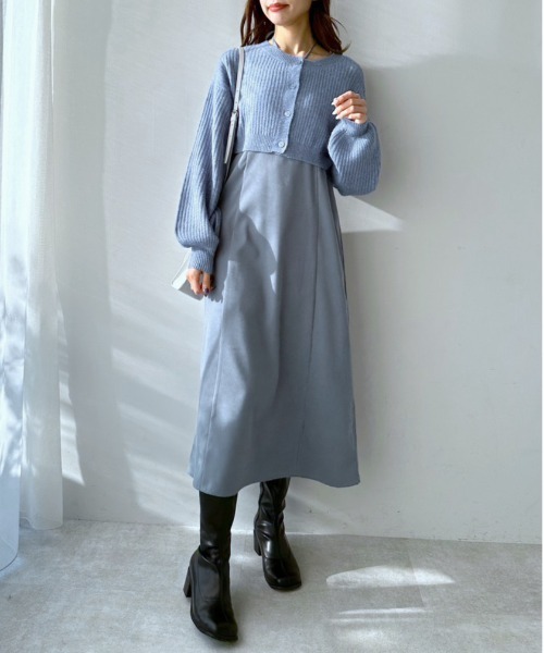 OLIVE des OLIVE(オリーブデオリーブ)の「カーディガン×キャミワンピースセット(ワンピース・レディース・ライトブラウン/ブルー/ブラック・FREE)」の5枚目の写真