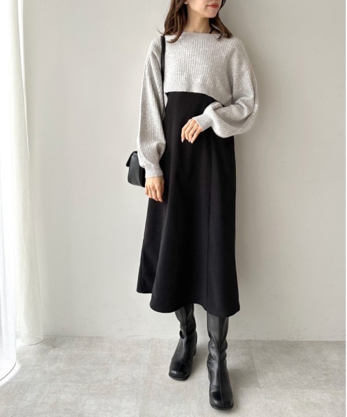 OLIVE des OLIVE(オリーブデオリーブ)の「カーディガン×キャミワンピースセット(ワンピース・レディース・ライトブラウン/ブルー/ブラック・FREE)」の4枚目の写真