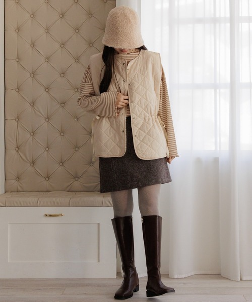 flower（フラワー）の「ラテミニスカート（スカート・レディース・ブラウン/アッシュグレー・FREE）」の22枚目の写真