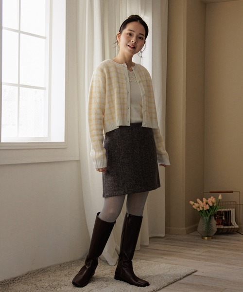 flower（フラワー）の「ラテミニスカート（スカート・レディース・ブラウン/アッシュグレー・FREE）」の5枚目の写真