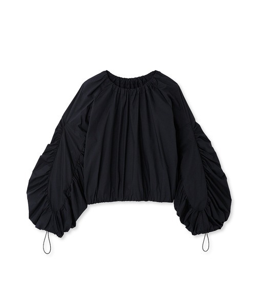 emmi(エミ)の「【emmi atelier】ナイロンギャザークロップドブラウス(シャツ/ブラウス・レディース・ブラック/ピンク/ホワイト・FREE)」の2枚目の写真