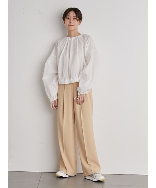 emmi(エミ)の「【emmi atelier】ナイロンギャザークロップドブラウス(シャツ/ブラウス・レディース・ブラック/ピンク/ホワイト・FREE)」の18枚目の写真