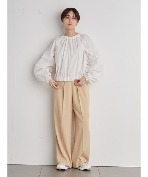 emmi(エミ)の「【emmi atelier】ナイロンギャザークロップドブラウス(シャツ/ブラウス・レディース・ブラック/ピンク/ホワイト・FREE)」の19枚目の写真