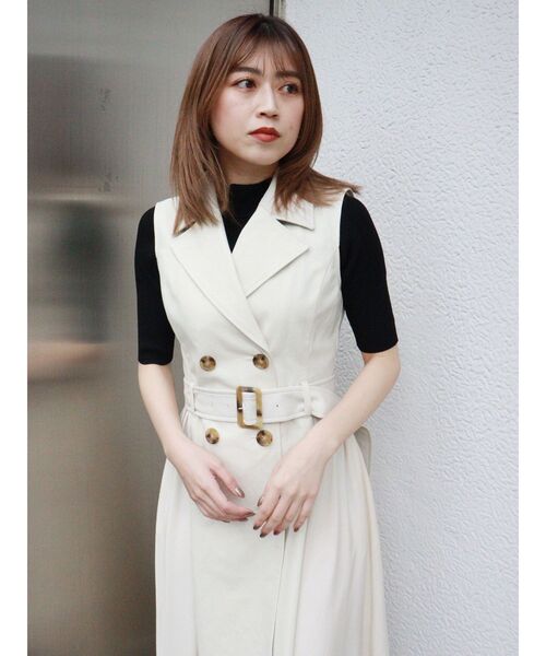 MURUA（ムルーア）の「レイヤードライダーストレンチコート【3way】（トレンチコート・レディース・ブラック/アイボリー・FREE）」の22枚目の写真