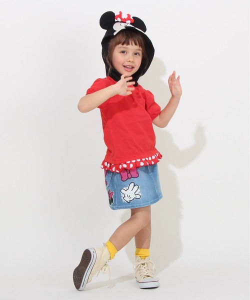 Disney(ディズニー)の「ディズニー スプレー柄デニムスカート 8018K(デニムスカート・キッズ・ライトインディゴブルー・140cm/110cm/130cm/120cm/100cm)」の4枚目の写真