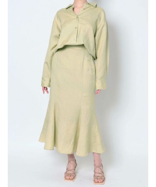 LAGUNAMOON（ラグナムーン）の「リネンフレアマチスカート（スカート・レディース・ライトグリーン/ネイビー/ホワイト・SMALL/MEDIUM）」の9枚目の写真