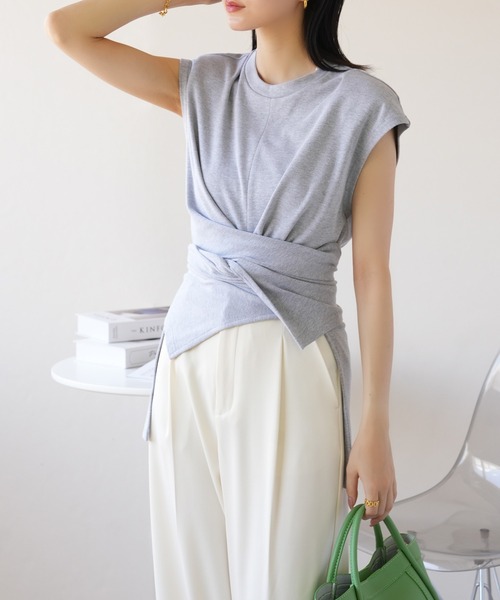 フロントラップトップス S0949【IAMUSE】（Tシャツ/カットソー