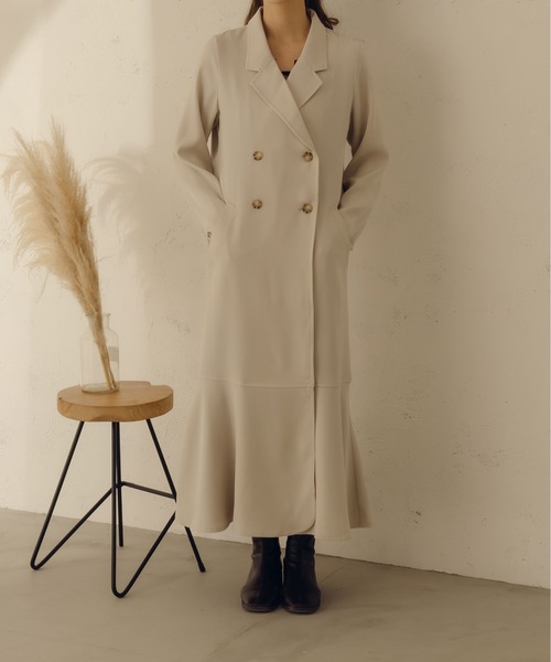 fupel（フぺル）の「マーメイドダブルコート（チェスターコート・レディース・グレイッシュベージュ/ブラウン系その他・FREE）」の12枚目の写真