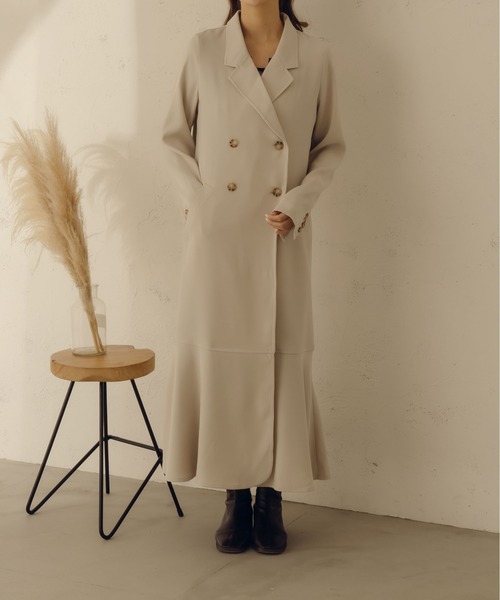 fupel（フぺル）の「マーメイドダブルコート（チェスターコート・レディース・グレイッシュベージュ/ブラウン系その他・FREE）」の20枚目の写真