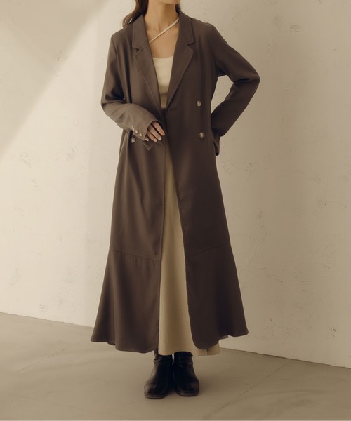 fupel（フぺル）の「マーメイドダブルコート（チェスターコート・レディース・グレイッシュベージュ/ブラウン系その他・FREE）」の5枚目の写真