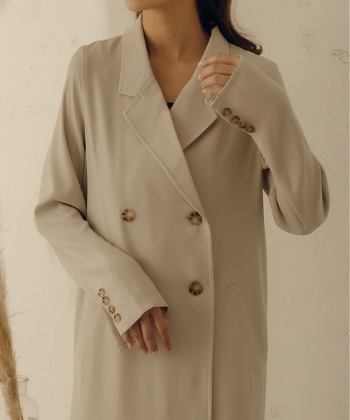 fupel（フぺル）の「マーメイドダブルコート（チェスターコート・レディース・グレイッシュベージュ/ブラウン系その他・FREE）」の6枚目の写真