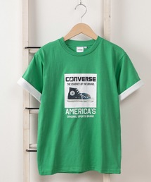 CONVERSE（コンバース）の「【CONVERSE/コンバース】 ALL STARスニーカー ボックスロゴプリント 袖裏切替えカラーデザイン 半袖Tシャツ/ ロールアップ【140cm-160cm】（Tシャツ/カットソー・キッズ）」
