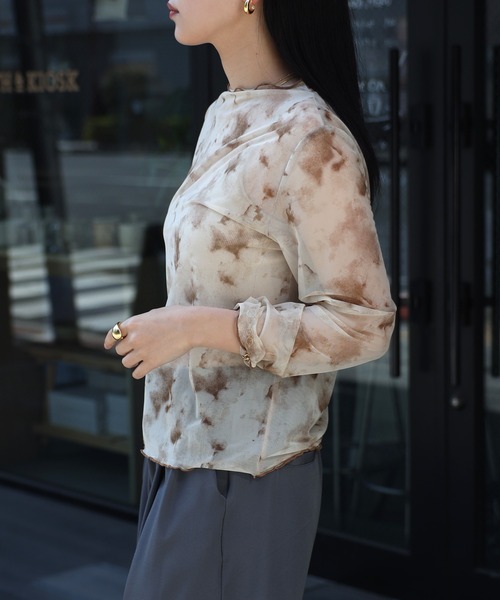 COMMRE(コムル)の「プリントチュールトップス(Tシャツ/カットソー・レディース・ブラウン/オレンジ/グリーン・FREE)」の21枚目の写真