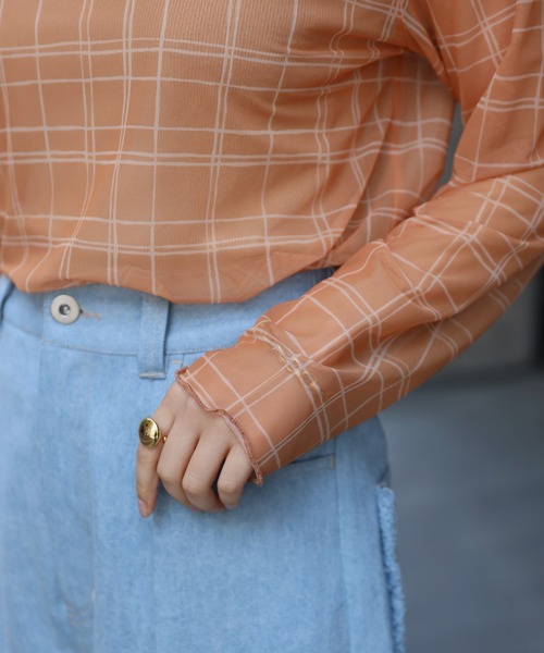 COMMRE(コムル)の「プリントチュールトップス(Tシャツ/カットソー・レディース・ブラウン/オレンジ/グリーン・FREE)」の9枚目の写真