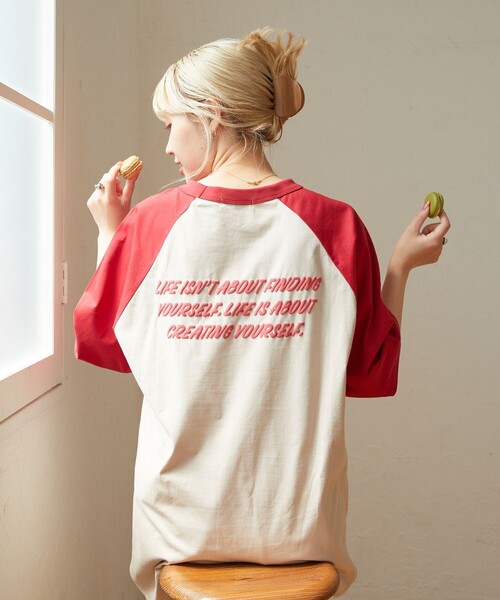 FREAK'S STORE(フリークスストア)の「【限定展開】w/ the Parks/ウィズザパークス LIFE…発泡 back print raglan tee/バックプリントラグランTシャツ(Tシャツ/カットソー・レディース・ブラック/ブラウン系その他/レッド・フリ-)」の3枚目の写真