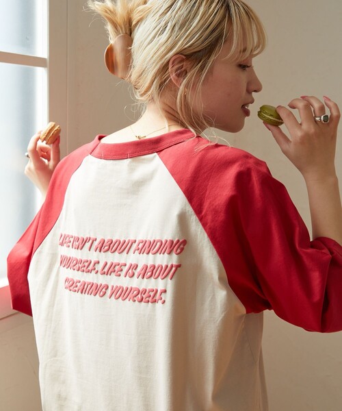 FREAK'S STORE(フリークスストア)の「【限定展開】w/ the Parks/ウィズザパークス LIFE…発泡 back print raglan tee/バックプリントラグランTシャツ(Tシャツ/カットソー・レディース・ブラック/ブラウン系その他/レッド・フリ-)」の4枚目の写真