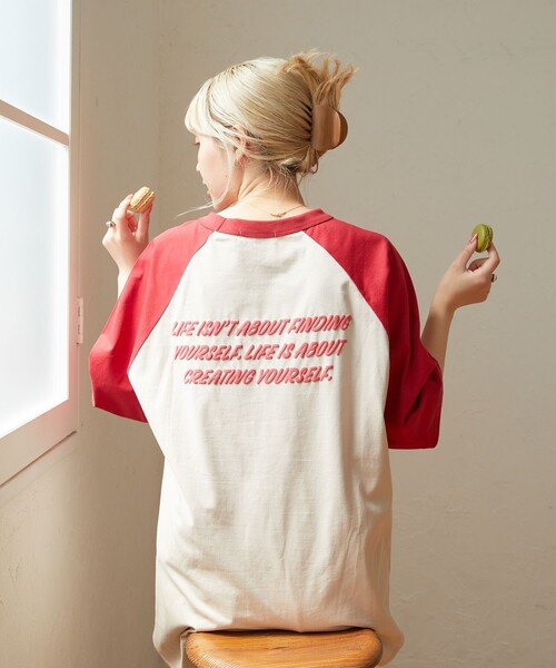 FREAK'S STORE(フリークスストア)の「【限定展開】w/ the Parks/ウィズザパークス LIFE…発泡 back print raglan tee/バックプリントラグランTシャツ(Tシャツ/カットソー・レディース・ブラック/ブラウン系その他/レッド・フリ-)」の5枚目の写真