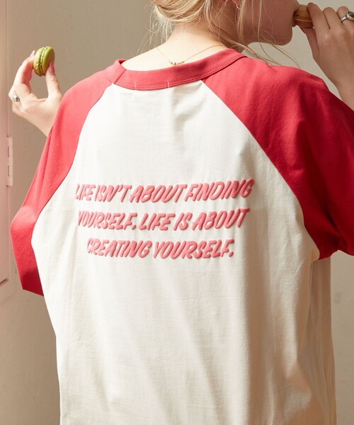 FREAK'S STORE(フリークスストア)の「【限定展開】w/ the Parks/ウィズザパークス LIFE…発泡 back print raglan tee/バックプリントラグランTシャツ(Tシャツ/カットソー・レディース・ブラック/ブラウン系その他/レッド・フリ-)」の6枚目の写真