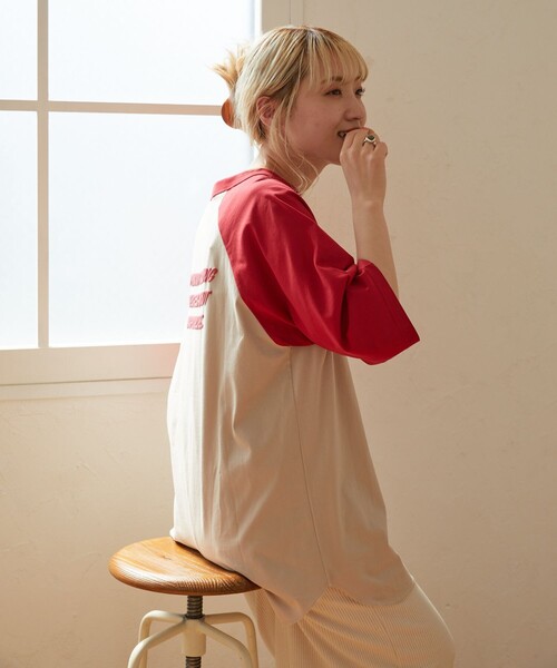 FREAK'S STORE(フリークスストア)の「【限定展開】w/ the Parks/ウィズザパークス LIFE…発泡 back print raglan tee/バックプリントラグランTシャツ(Tシャツ/カットソー・レディース・ブラック/ブラウン系その他/レッド・フリ-)」の7枚目の写真