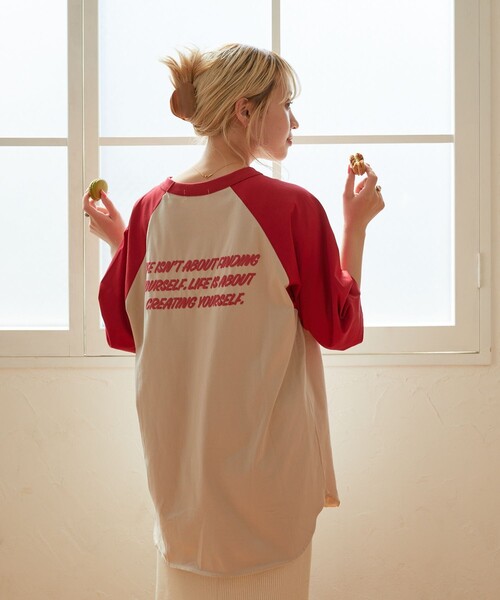 FREAK'S STORE(フリークスストア)の「【限定展開】w/ the Parks/ウィズザパークス LIFE…発泡 back print raglan tee/バックプリントラグランTシャツ(Tシャツ/カットソー・レディース・ブラック/ブラウン系その他/レッド・フリ-)」の9枚目の写真