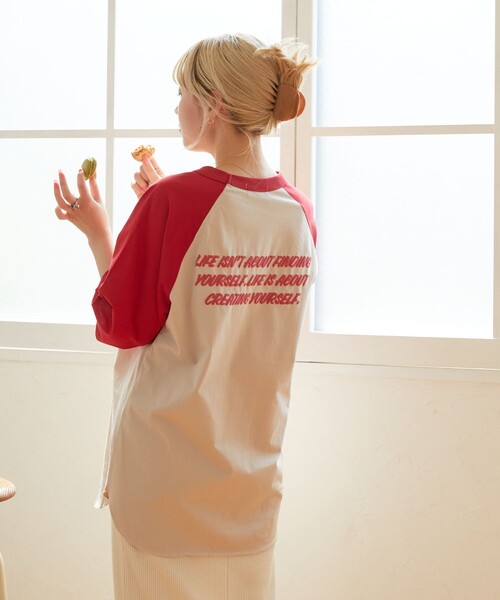 FREAK'S STORE(フリークスストア)の「【限定展開】w/ the Parks/ウィズザパークス LIFE…発泡 back print raglan tee/バックプリントラグランTシャツ(Tシャツ/カットソー・レディース・ブラック/ブラウン系その他/レッド・フリ-)」の10枚目の写真
