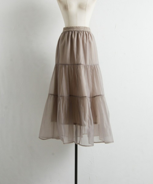 &. NOSTALGIA（アンドドットノスタルジア）の「【ZOZO限定】オーガンジーティアードスカート（スカート・レディース・ブラック/アイボリー/グレイッシュベージュ・FREE）」の20枚目の写真