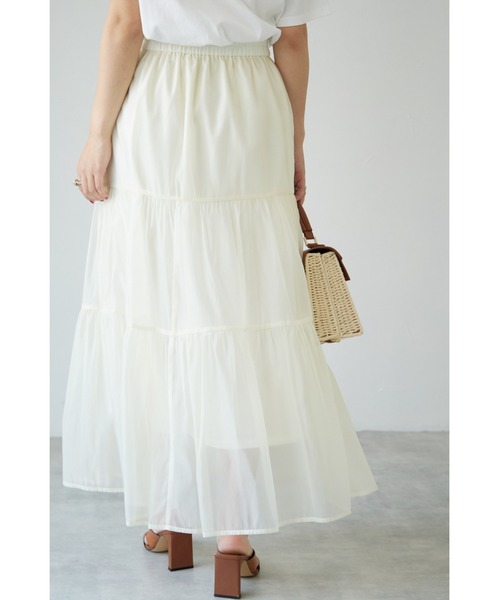 &. NOSTALGIA（アンドドットノスタルジア）の「【ZOZO限定】オーガンジーティアードスカート（スカート・レディース・ブラック/アイボリー/グレイッシュベージュ・FREE）」の7枚目の写真