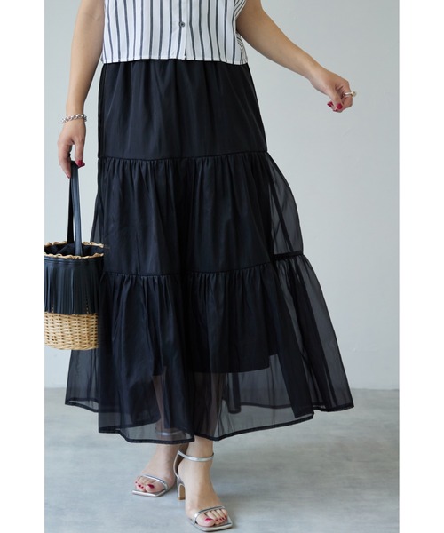 &. NOSTALGIA（アンドドットノスタルジア）の「【ZOZO限定】オーガンジーティアードスカート（スカート・レディース・ブラック/アイボリー/グレイッシュベージュ・FREE）」の11枚目の写真