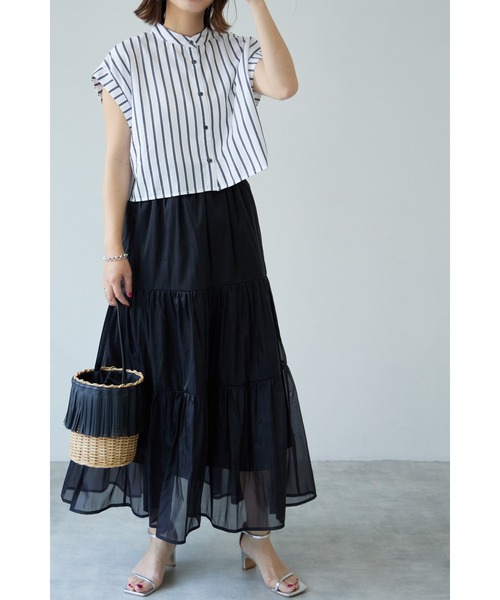 &. NOSTALGIA（アンドドットノスタルジア）の「【ZOZO限定】オーガンジーティアードスカート（スカート・レディース・ブラック/アイボリー/グレイッシュベージュ・FREE）」の22枚目の写真