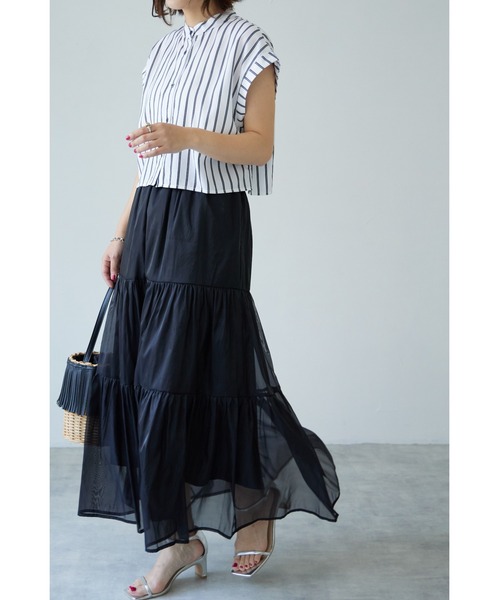 &. NOSTALGIA（アンドドットノスタルジア）の「【ZOZO限定】オーガンジーティアードスカート（スカート・レディース・ブラック/アイボリー/グレイッシュベージュ・FREE）」の13枚目の写真