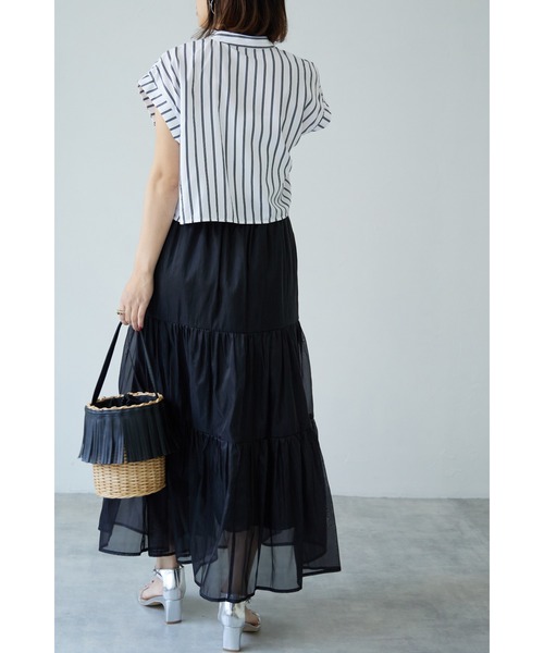 &. NOSTALGIA（アンドドットノスタルジア）の「【ZOZO限定】オーガンジーティアードスカート（スカート・レディース・ブラック/アイボリー/グレイッシュベージュ・FREE）」の19枚目の写真