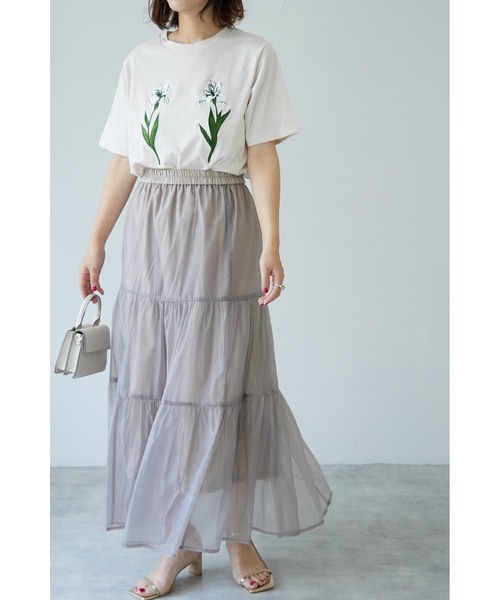 &. NOSTALGIA（アンドドットノスタルジア）の「【ZOZO限定】オーガンジーティアードスカート（スカート・レディース・ブラック/アイボリー/グレイッシュベージュ・FREE）」の16枚目の写真