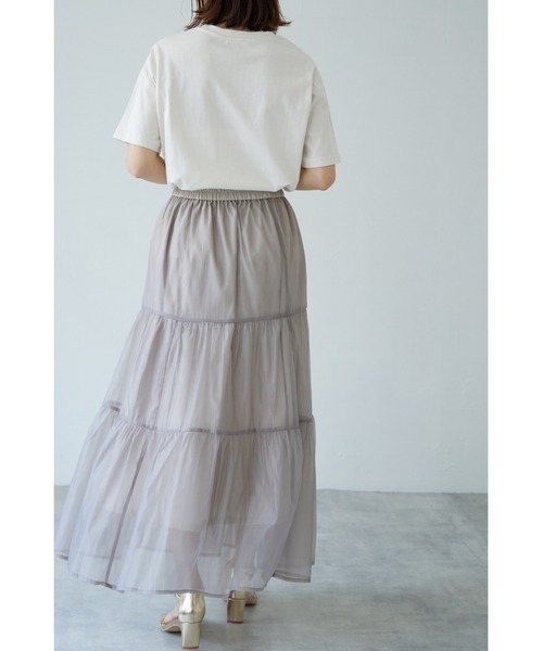 &. NOSTALGIA（アンドドットノスタルジア）の「【ZOZO限定】オーガンジーティアードスカート（スカート・レディース・ブラック/アイボリー/グレイッシュベージュ・FREE）」の4枚目の写真