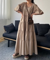 Heart neck tiered ワンピース
