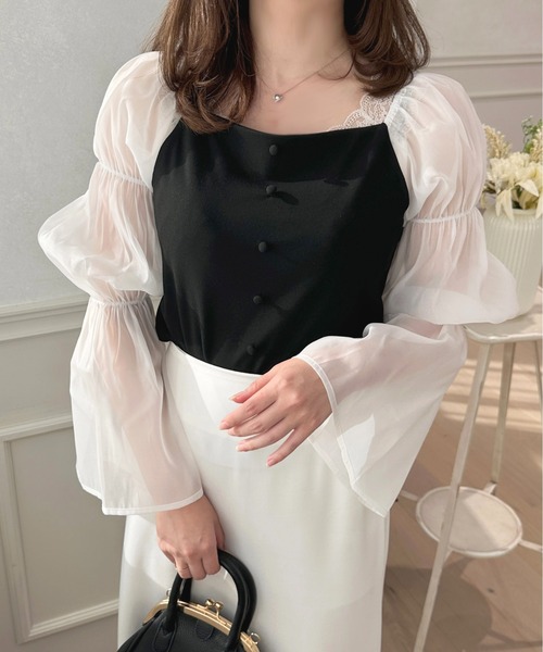apres jour（アプレジュール）の「マムルークスリーブトップス【ZOZOTOWN限定アイテム】（Tシャツ/カットソー・レディース・グレイッシュベージュ/ブラック・フリー/X-LARGE）」の7枚目の写真