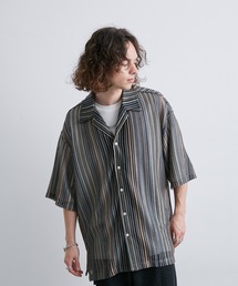 JUNRED | 透かし編みストライプ柄シャツ(シャツ/ブラウス)