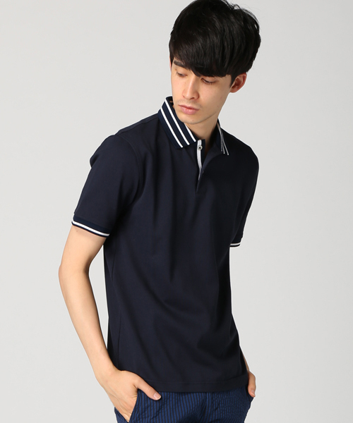 EDIFICE（エディフィス）の「◇40/2シルケットカノコ リブポロシャツ（ポロシャツ・メンズ・チャコールグレー/ホワイト/ネイビー・48/44/46）」の3枚目の写真