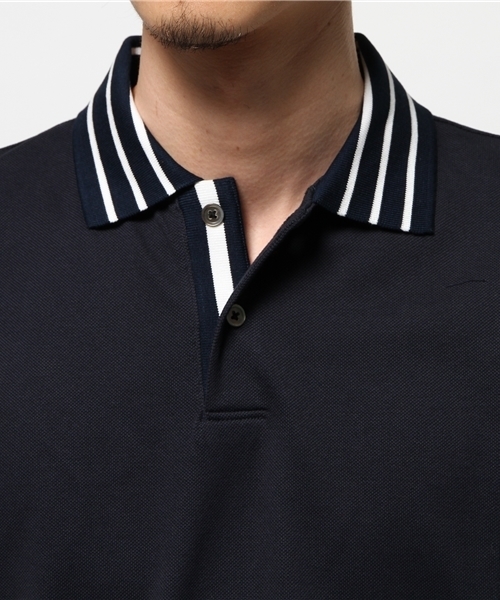 EDIFICE（エディフィス）の「◇40/2シルケットカノコ リブポロシャツ（ポロシャツ・メンズ・チャコールグレー/ホワイト/ネイビー・48/44/46）」の7枚目の写真