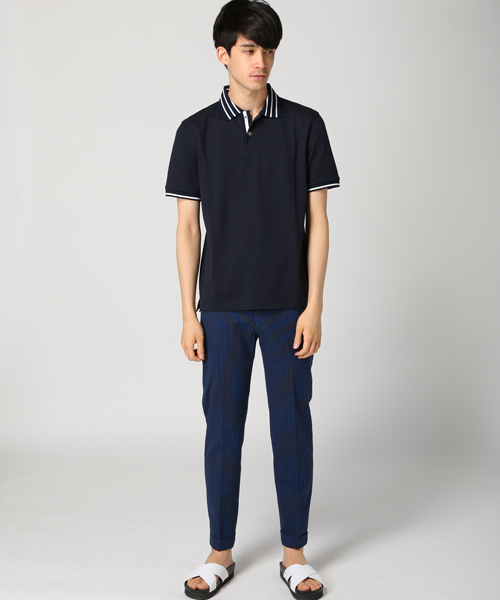 EDIFICE（エディフィス）の「◇40/2シルケットカノコ リブポロシャツ（ポロシャツ・メンズ・チャコールグレー/ホワイト/ネイビー・48/44/46）」の16枚目の写真