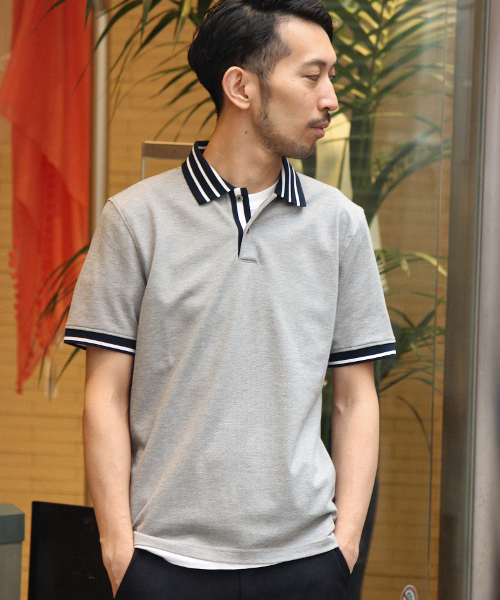 EDIFICE（エディフィス）の「◇40/2シルケットカノコ リブポロシャツ（ポロシャツ・メンズ・チャコールグレー/ホワイト/ネイビー・48/44/46）」の19枚目の写真