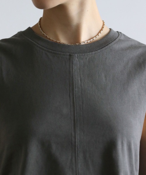 PAGEBOY(ページボーイ)の「ピッタミニサイドオープンノースリーブ(Tシャツ/カットソー・レディース・チャコールグレー/オフホワイト/ブラック・FREE)」の15枚目の写真