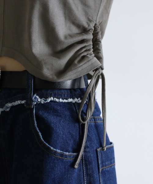 PAGEBOY(ページボーイ)の「ピッタミニサイドオープンノースリーブ(Tシャツ/カットソー・レディース・チャコールグレー/オフホワイト/ブラック・FREE)」の11枚目の写真