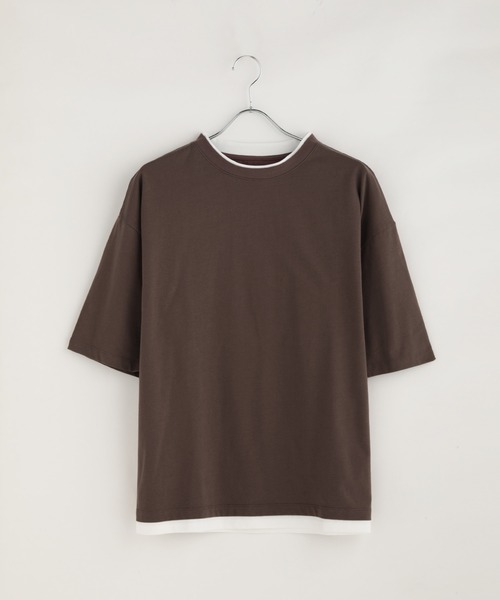 LIL VENDARS(リルヴェンダース)の「ルーズベーシックフェイクレイヤード半袖Tシャツ(Tシャツ/カットソー・メンズ・サックスブルー/ブラック/ワイン/グレー/ホワイト/ブラウン/チャコール/ベージュ/ブルー系その他・S/M/L/XL)」の20枚目の写真