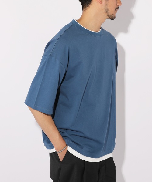 LIL VENDARS(リルヴェンダース)の「ルーズベーシックフェイクレイヤード半袖Tシャツ(Tシャツ/カットソー・メンズ・サックスブルー/ブラック/ワイン/グレー/ホワイト/ブラウン/チャコール/ベージュ/ブルー系その他・S/M/L/XL)」の11枚目の写真