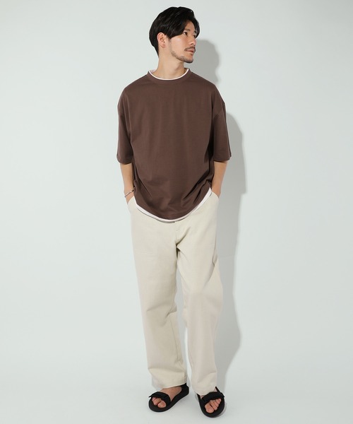 LIL VENDARS(リルヴェンダース)の「ルーズベーシックフェイクレイヤード半袖Tシャツ(Tシャツ/カットソー・メンズ・サックスブルー/ブラック/ワイン/グレー/ホワイト/ブラウン/チャコール/ベージュ/ブルー系その他・S/M/L/XL)」の18枚目の写真