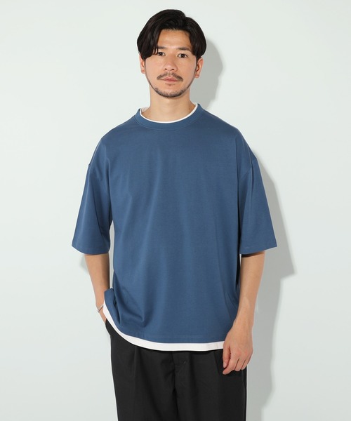 LIL VENDARS(リルヴェンダース)の「ルーズベーシックフェイクレイヤード半袖Tシャツ(Tシャツ/カットソー・メンズ・サックスブルー/ブラック/ワイン/グレー/ホワイト/ブラウン/チャコール/ベージュ/ブルー系その他・S/M/L/XL)」の15枚目の写真