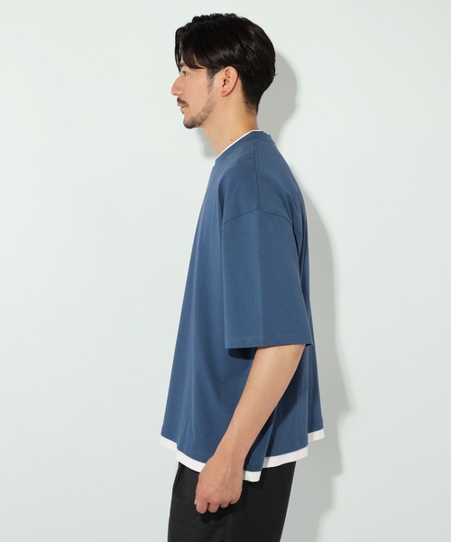 LIL VENDARS(リルヴェンダース)の「ルーズベーシックフェイクレイヤード半袖Tシャツ(Tシャツ/カットソー・メンズ・サックスブルー/ブラック/ワイン/グレー/ホワイト/ブラウン/チャコール/ベージュ/ブルー系その他・S/M/L/XL)」の19枚目の写真
